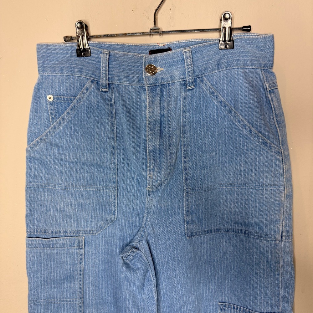 BDG Urban Outfitters Blue Victoria Pinstripe Carpenter Cropped Jeans Size 27 - Picture 5 of 13